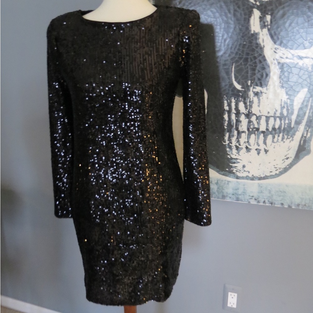 Express Black Sequin Dress - Picture 2 of 6